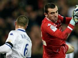 Paul Bernardoni, lors d'un match entre PSG et Troyes. AFP