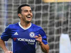 Pedro Chelsea après avoir inscrit un but avec Chelsea dans la FA Cup. AFP
