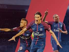 O que se espera seja o novo tridente ofensivo do PSG: Neymar-Cavani-Mbappé. Goal