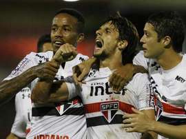 Os jogadores do 'Tricolor' celebram a passagem na Copa do Brasil. GOAL