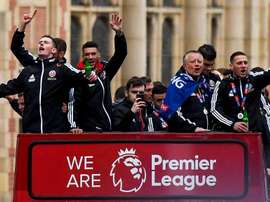 Sheffield United celebrate their return to the Premier League. GOAL