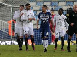 Sylvain Rodelin dans le match de Ligue 1 entre Bastia et Caen. AFP