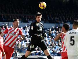 Courtois almost scored with an injury time header for Real Madrid. GOAL