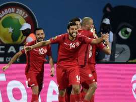 Tunisia clebrating a goal. Goal