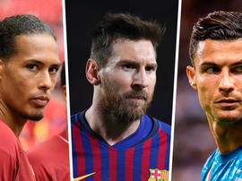 Messi, Cristiano Ronaldo e Van Dijk são os finalistas do melhor do ano da Uefa. AFP