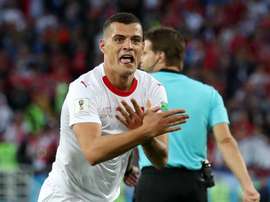 Xhaka celebrated a World Cup goal against Serbia showing Albania¡s two-headed eagle. GOAL