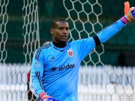 Goalie Bill Hamid of D.C. United celebrates after making a second half stop against the Montreal Impact during their 1-0 win at RFK Stadium on March 7, 2015 in Washington, DC