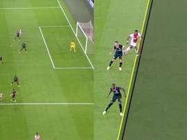 Gol anulado a Promes ante el Chelsea. Captura/Movistar