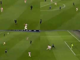 Boadu aprovechó el error rival. Capturas/DAZN