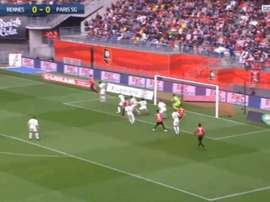 Rabiot adelantó al Rennes a las 12 minutos. Captura/beINSports