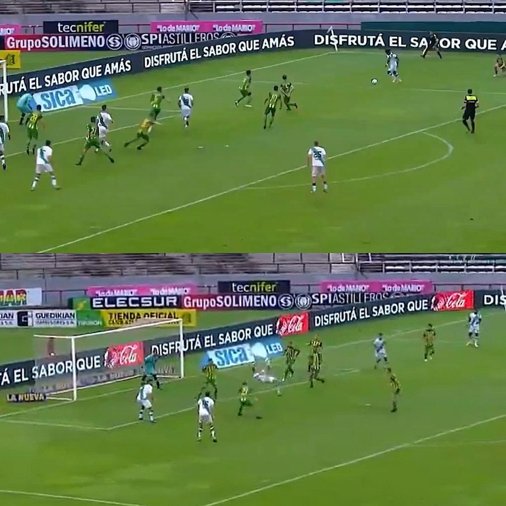 Así fue la vistosa chilena de Galoppo que supuso el empate de Banfield. Captura/TNTSports