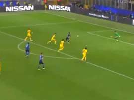 Lautaro ouvre le score. Capture/Movistar+