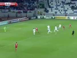 Lawrence's first goal for Wales. Twitter