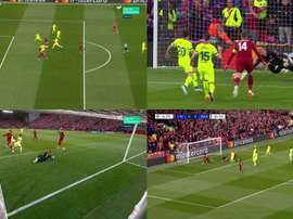 Origi marca e a euforia toma conta de Anfield. Captura/Movistar