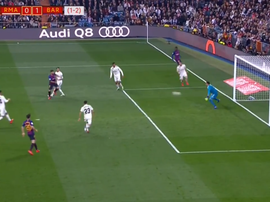 Suárez marque le premier but. Captura/TVE/La1