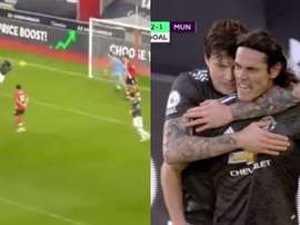 Cavani saved the day. Capturas/DAZN
