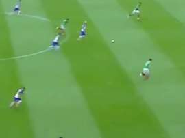 Momento del gol de Bradley en el partido ante México. Televisa
