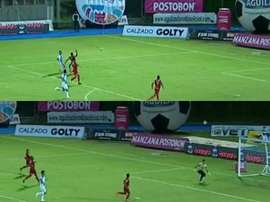 Golazo de Barrera para el 0-2. Captura/WinSports