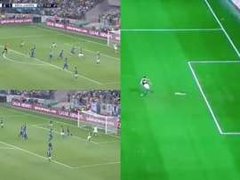 Palmeiras anotó dos goles en pocos minutos. Captura/SporTV