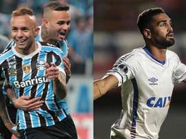 Grêmio e Bahia se enfrentam pela 28ª rodada do Campeonato Brasileiro. Collage/EFE