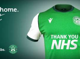 Equipe homenageia profissionais da saúde em sua camisa. HibernianFC