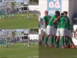 Dani Güiza anotó un penalti que supuso la permanencia para el Sanluqueño. Captura/Footters
