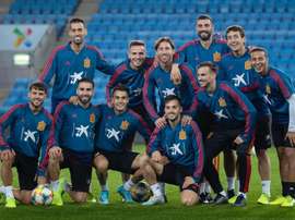 Grande ambiente no treino da Seleção da Espanha. Twitter/SeFutbol