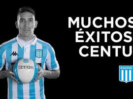 Racing acerta venda de Centurión ao Vélez. Twitter/RacingClub