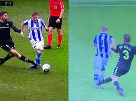 Le tacle assassin sur Odegaard qui indigne la Real Sociedad. Capture/MovistarLaLiga