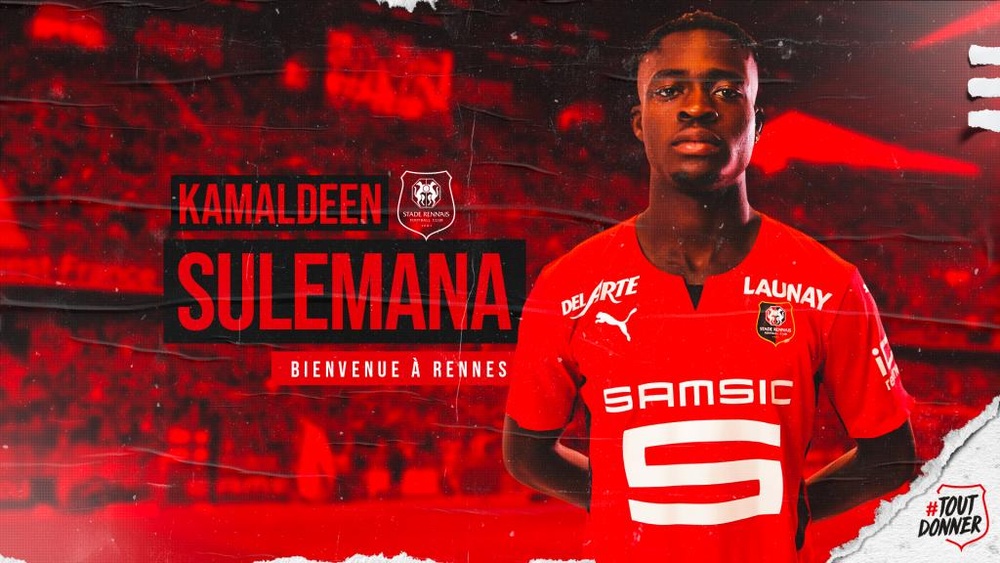 Kamaldeen ha firmado hasta 2026. Twitter/staderennais