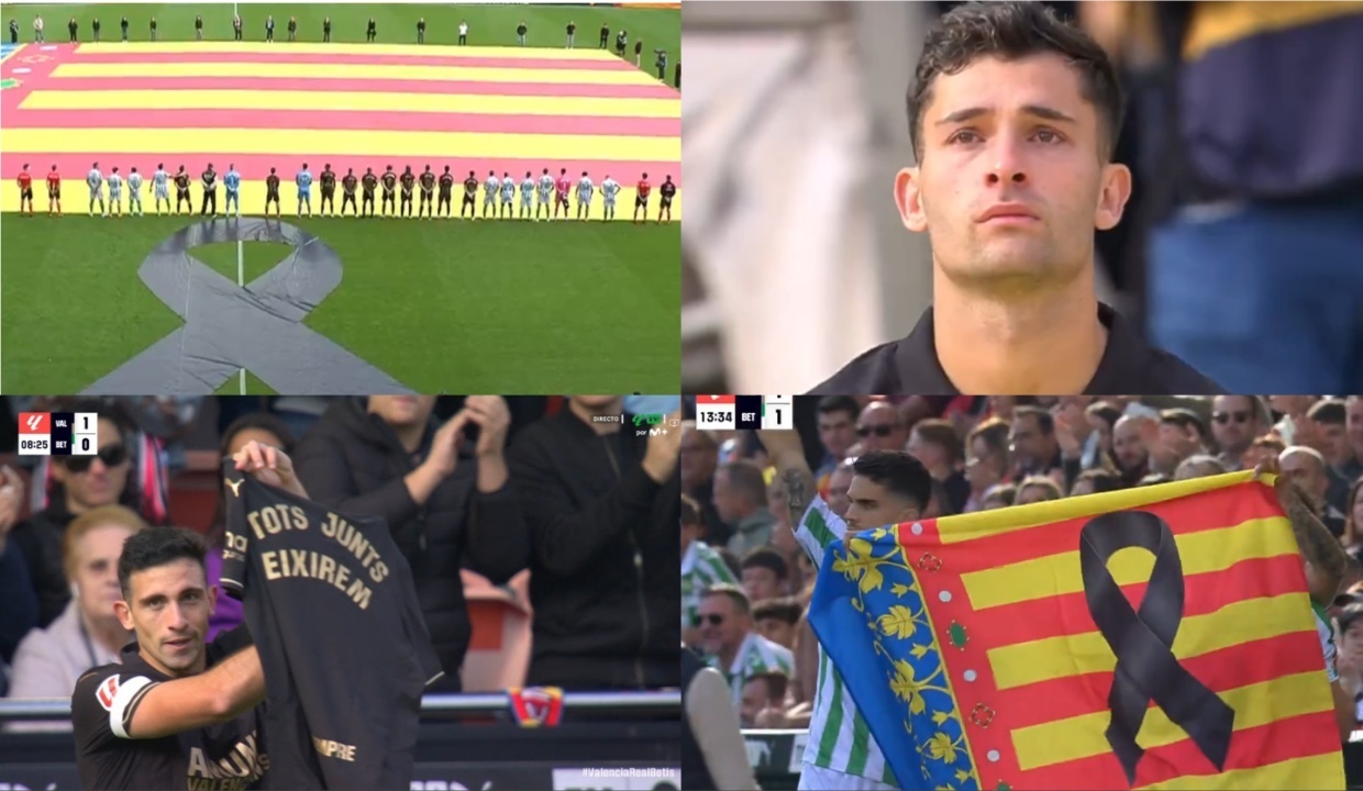 Sentido homenaje en Mestalla a las víctimas de la DANA