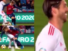 Action sensationnelle d'Odegaard sur Ramos. Capture/TVE