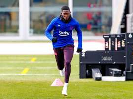 Dembélé was back training. Twitter/FCBarcelona