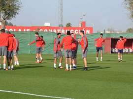 Imagen de un entrenamiento del Sevilla. Twitter