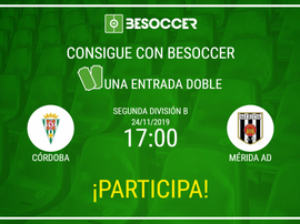 Consigue una entrada doble para el Córdoba-Mérida. BeSoccer