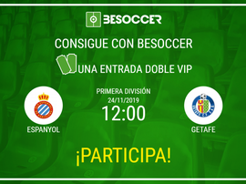 Consigue una entrada doble VIP para el Espanyol-Getafe. BeSoccer
