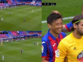 Caro slipped and Inui could not believe his luck. Captura/Movistar+