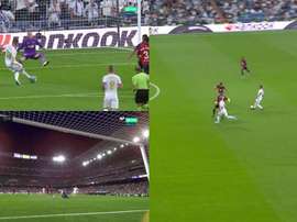 Jovic pensait marquer son premier but... mais la VAR l'annule. Capture/Movistar+