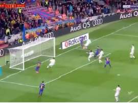 Piqué a marqué le deuxième pour le Barça. Twitter/Captura