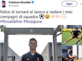 A mensagem de Cristiano aos adeptos da Juventus. Twitter/Cristiano