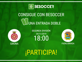 Consigue una entrada doble para el Girona-Fuenlabrada. BeSoccer