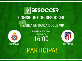 Consigue una entrada doble VIP para el Espanyol-Atlético. BeSoccer