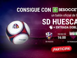 Consigue un balón del Huesca y una entrada para el duelo ante el Extremadura. BeSoccer