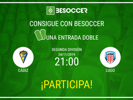 Consigue una entrada doble para el Cádiz-Lugo. BeSoccer