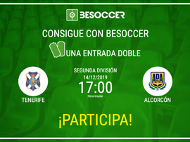 Consigue una entrada doble para el Tenerife-Alcorcón. BeSoccer