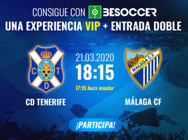 Consigue una experiencia VIP y una entrada doble para el Tenerife-Málaga. BeSoccer