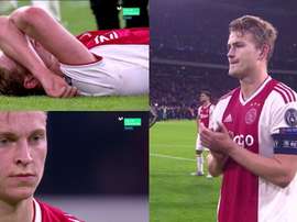 Les larmes des deux joueurs de l'Ajax. Capture/Movistar