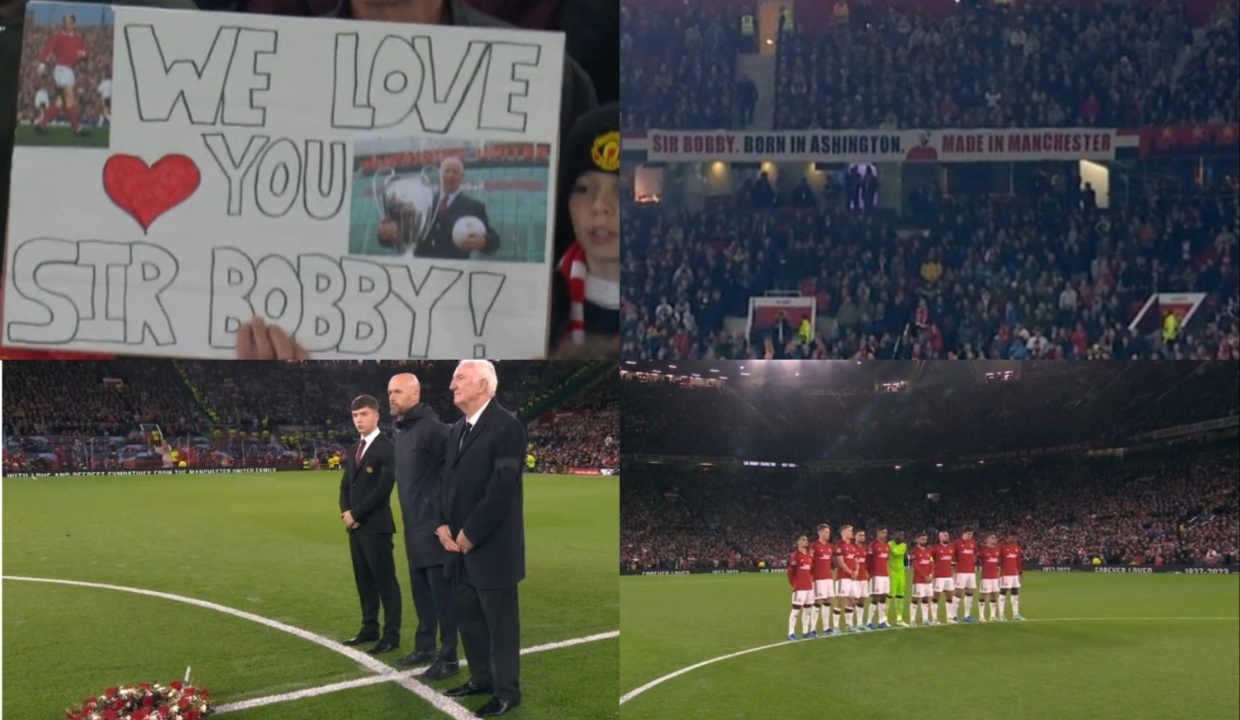 Old Trafford prestou homenagem a Sir Bobby Charlton