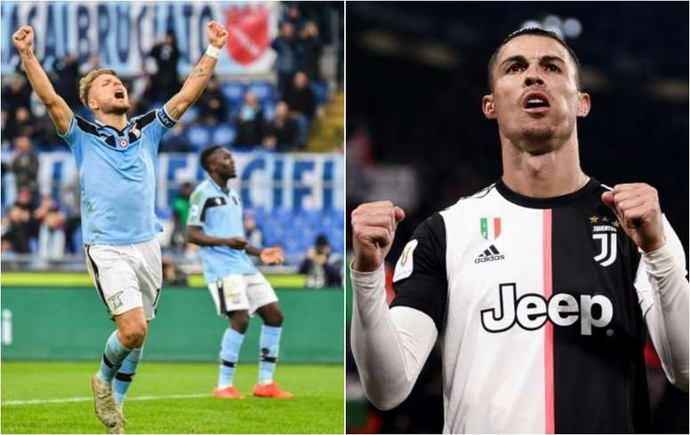 Immobile e Cristiano Ronaldo, dois dos artilheiros da Serie A. Montagem AFP