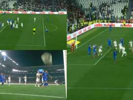 La volée parfaite d'Insigne avec l'Italie. Capture/SkySport
